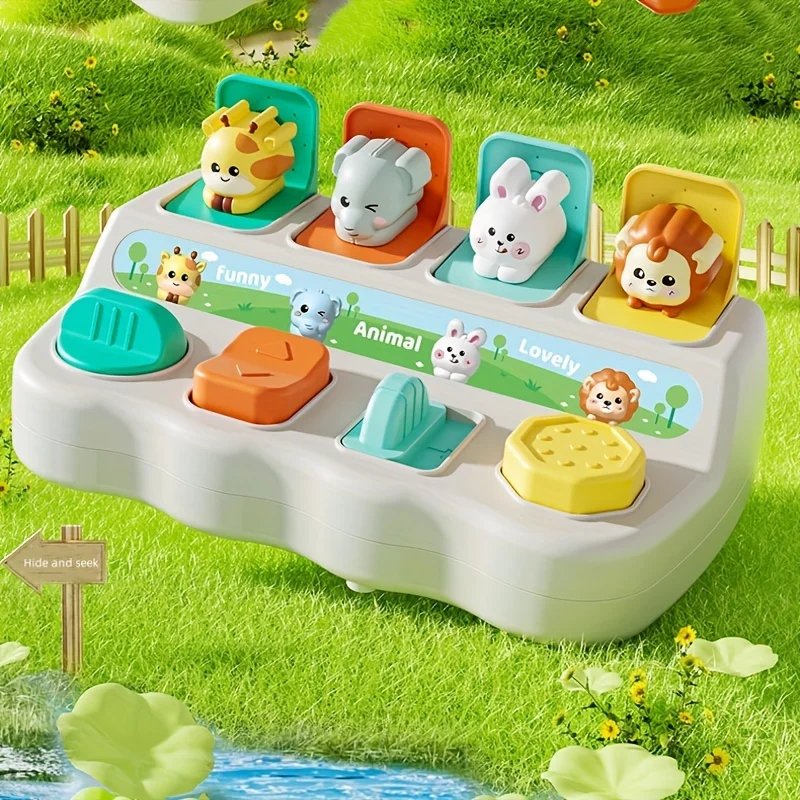 Pop Up Animals with Cute Shapes, Eye-Catching Colors, Mind Development, Safe for 2+