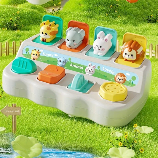 Pop Up Animals with Cute Shapes, Eye-Catching Colors, Mind Development, Safe for 2+