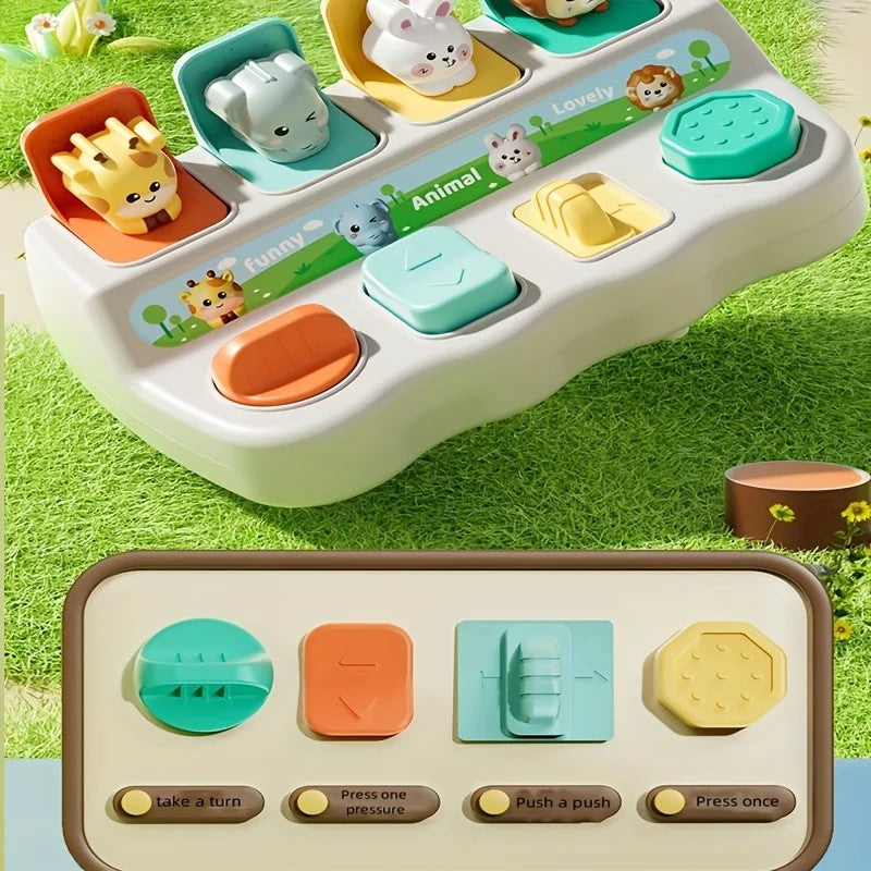 Pop Up Animals with Cute Shapes, Eye-Catching Colors, Mind Development, Safe for 2+