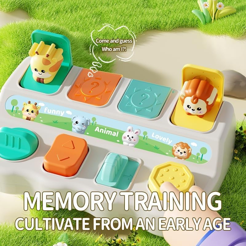 Pop Up Animals with Cute Shapes, Eye-Catching Colors, Mind Development, Safe for 2+