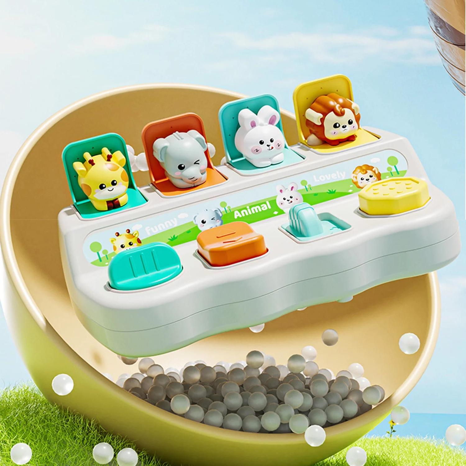 Pop Up Animals with Cute Shapes, Eye-Catching Colors, Mind Development, Safe for 2+