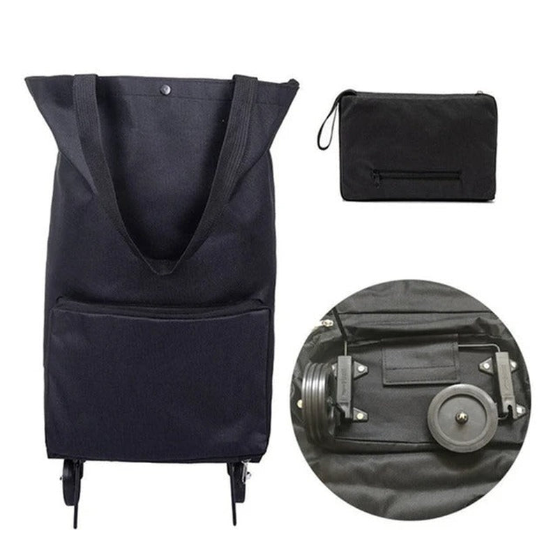 Portable Expandable Shopping Bag with Wheels and Foldable Design