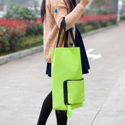 Portable Expandable Shopping Bag with Wheels and Foldable Design