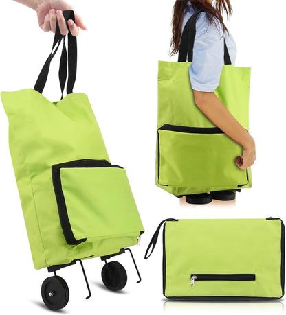 Portable Expandable Shopping Bag with Wheels and Foldable Design