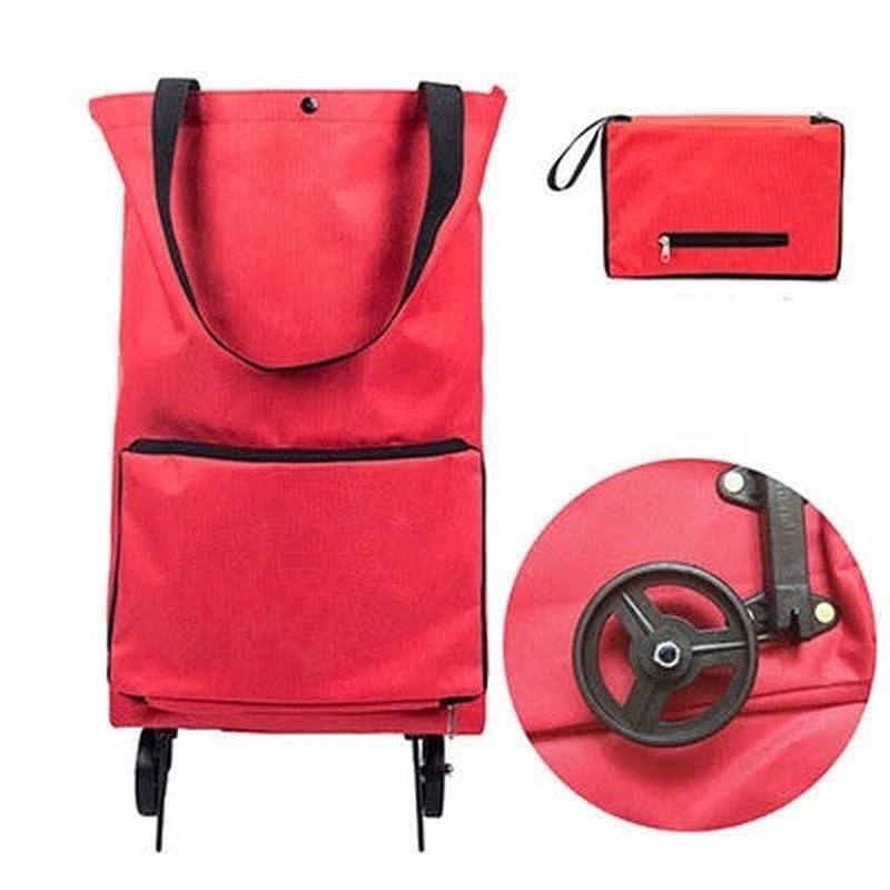 Portable Expandable Shopping Bag with Wheels and Foldable Design