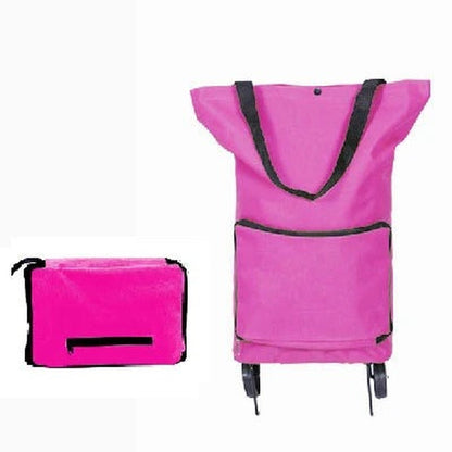 Portable Expandable Shopping Bag with Wheels and Foldable Design