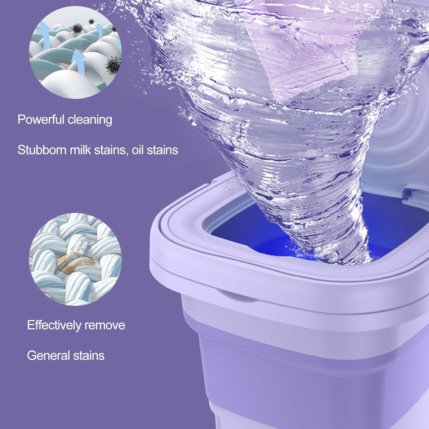 Portable 8L Washing Machine – Compact Foldable Washer with Spin Dryer for Small Clothes