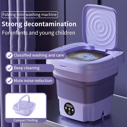 Portable 8L Washing Machine – Compact Foldable Washer with Spin Dryer for Small Clothes