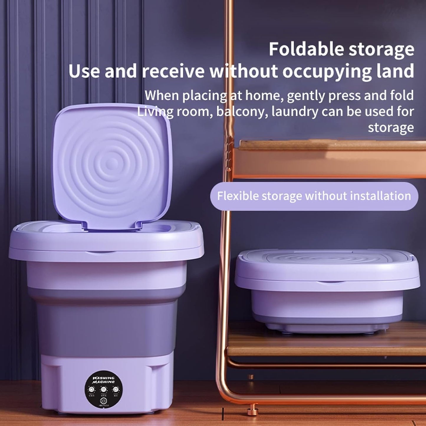 Portable 8L Washing Machine – Compact Foldable Washer with Spin Dryer for Small Clothes