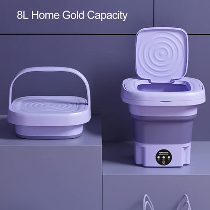 Portable 8L Washing Machine – Compact Foldable Washer with Spin Dryer for Small Clothes