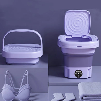 Portable 8L Washing Machine – Compact Foldable Washer with Spin Dryer for Small Clothes