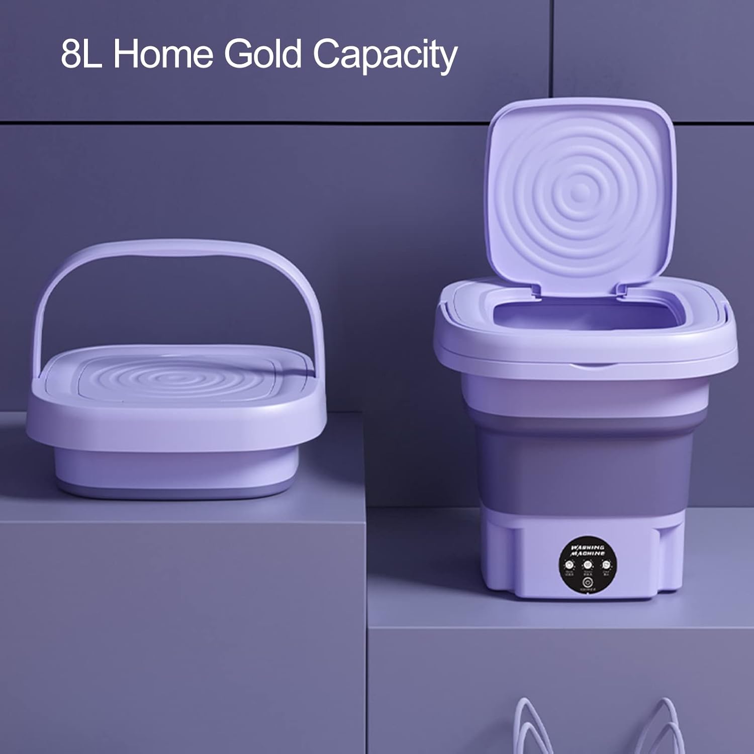 Portable 8L Washing Machine – Compact Foldable Washer with Spin Dryer for Small Clothes