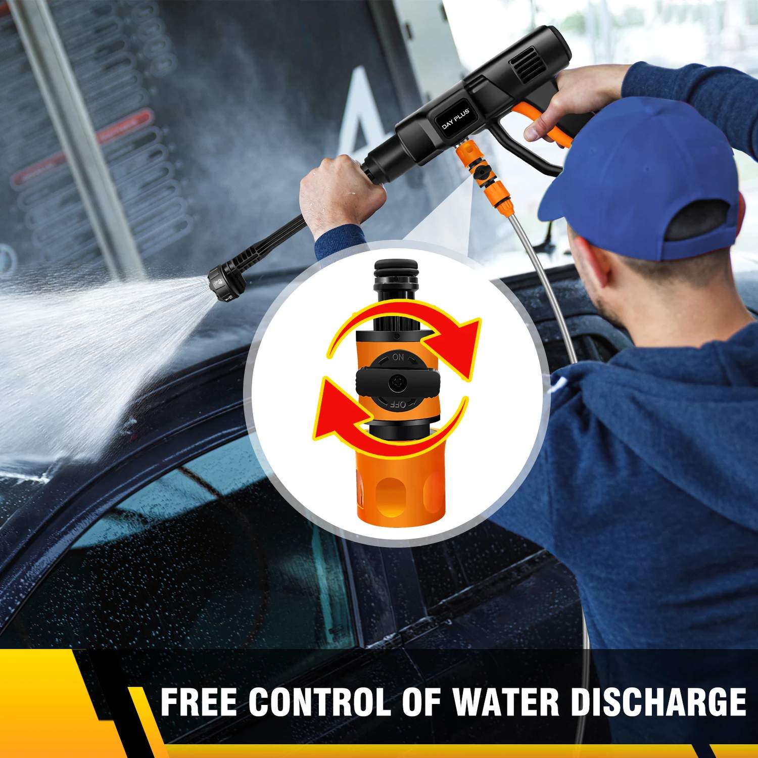 Portable Car Wash Spray Gun with 21V Rechargeable Lithium Battery, Draws Water from Bucket, Bottle or Lake