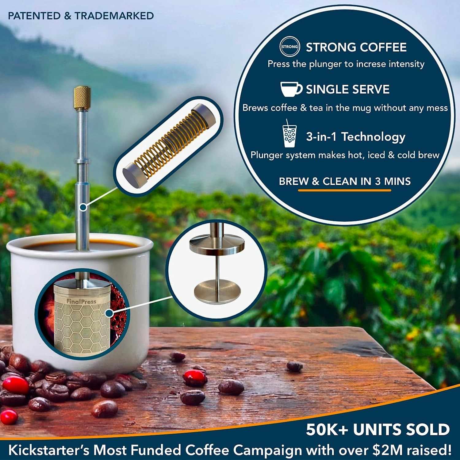 Portable Coffee and Tea Press Maker - Coffee Maker Tea Infuser Portable Coffee Brewer