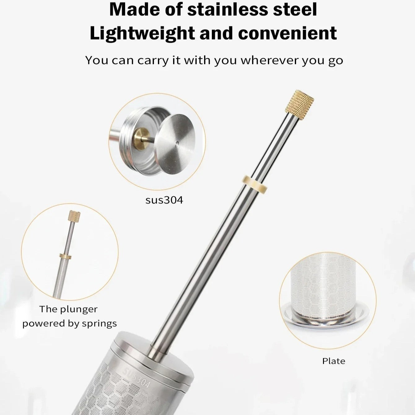 Portable Coffee and Tea Press Maker - Coffee Maker Tea Infuser Portable Coffee Brewer