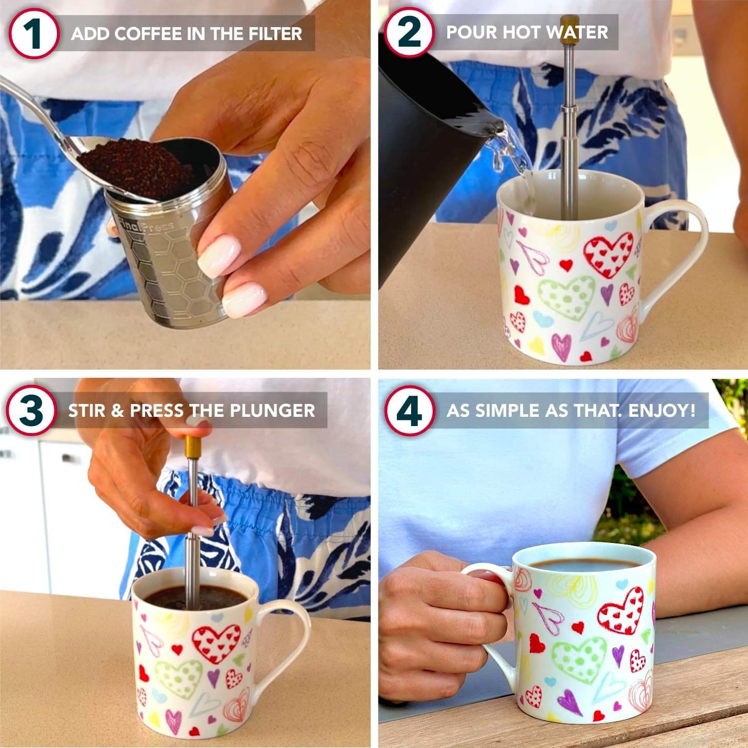 Portable Coffee and Tea Press Maker - Coffee Maker Tea Infuser Portable Coffee Brewer