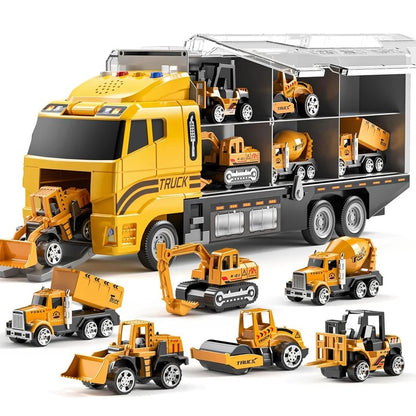 Portable Kids Construction Vehicle Playset – Mini Trucks, Excavators, and Storage Case for Easy Transport