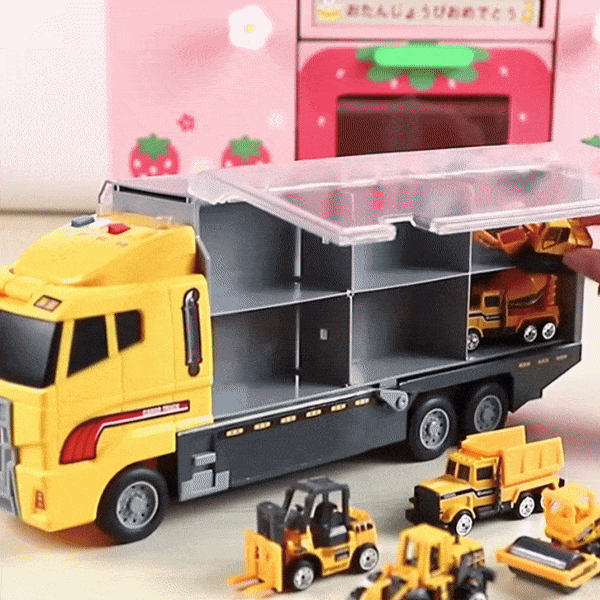 Portable Kids Construction Vehicle Playset – Mini Trucks, Excavators, and Storage Case for Easy Transport