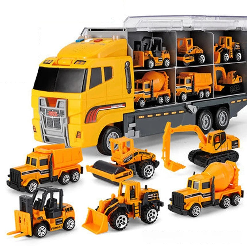 Portable Kids Construction Vehicle Playset – Mini Trucks, Excavators, and Storage Case for Easy Transport
