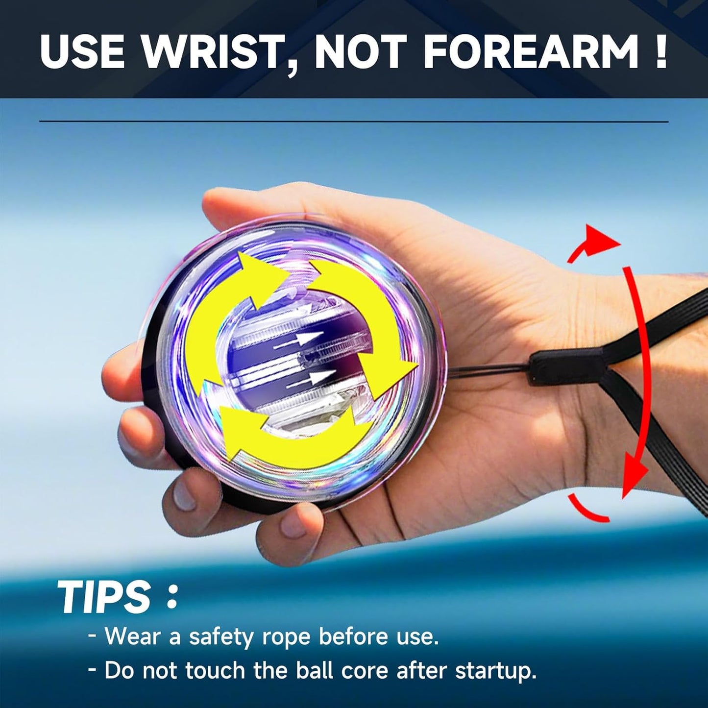 Powerball Wrist Trainer with LED Gyroscope – Self-Starting Arm, Wrist, and Hand Strengthener