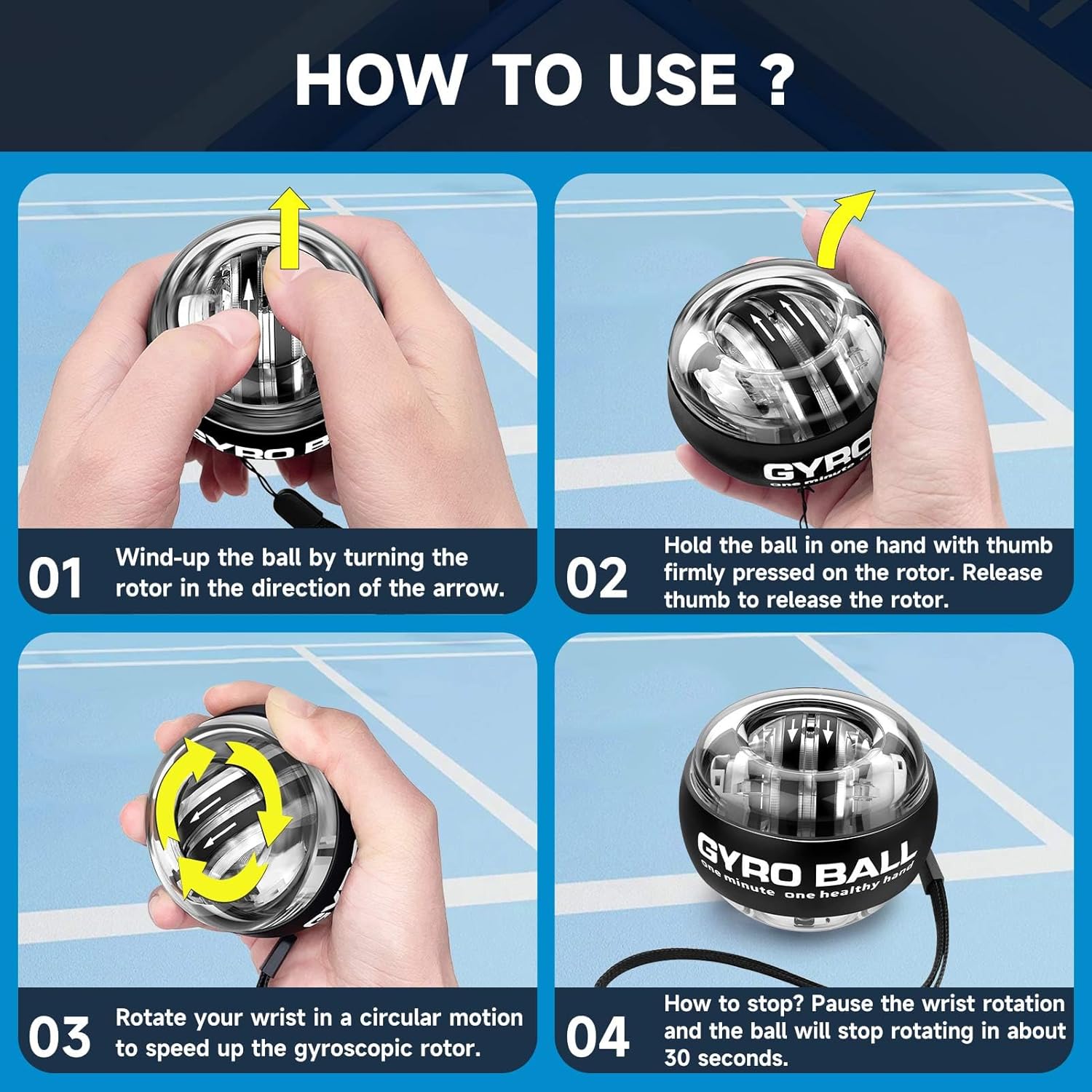 Powerball Wrist Trainer with LED Gyroscope – Self-Starting Arm, Wrist, and Hand Strengthener