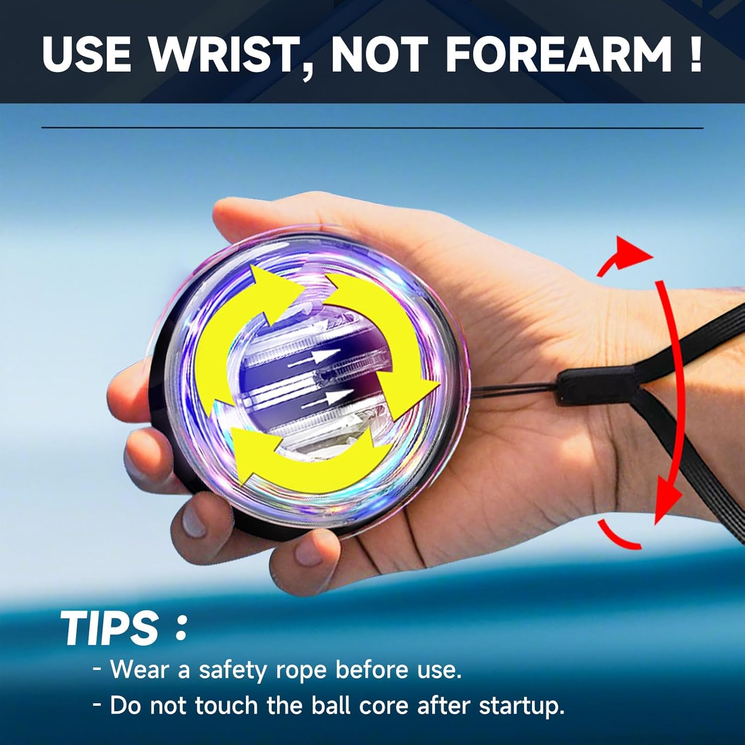 Powerball Wrist Trainer with LED Gyroscope – Self-Starting Arm, Wrist, and Hand Strengthener