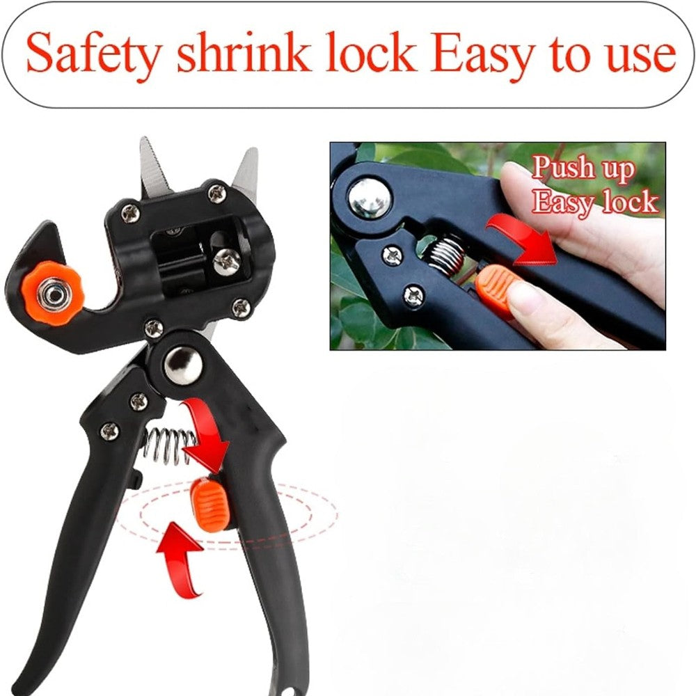 Precision Garden Grafting Tool with Specialized Grafting Blades, a Safety Handle Lock, and Durable Metal Construction
