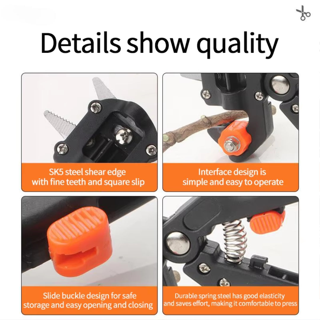 Precision Garden Grafting Tool with Specialized Grafting Blades, a Safety Handle Lock, and Durable Metal Construction