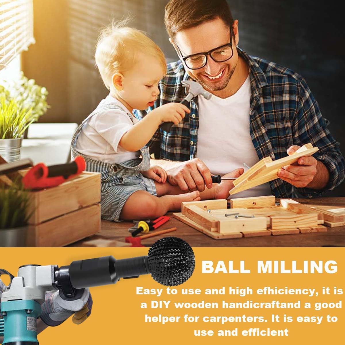 Precision Wood Groove Carving Tool with Spherical Spindle for Ball Angle Grinders