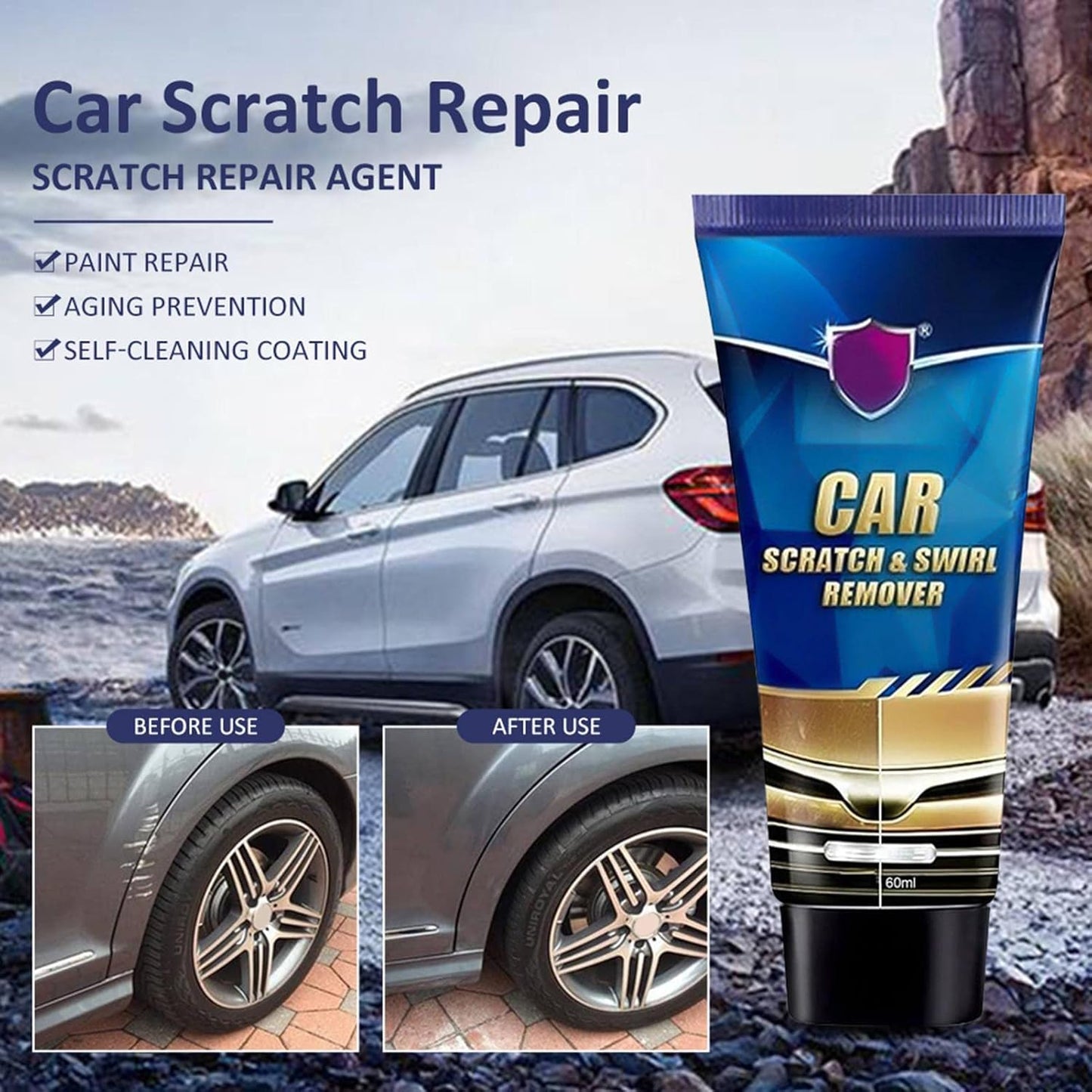 Premium Car Scratch Remover Kit – Effectively Removes Light Scratches, Cleans Stubborn Stains, and Restores Glossy Finish