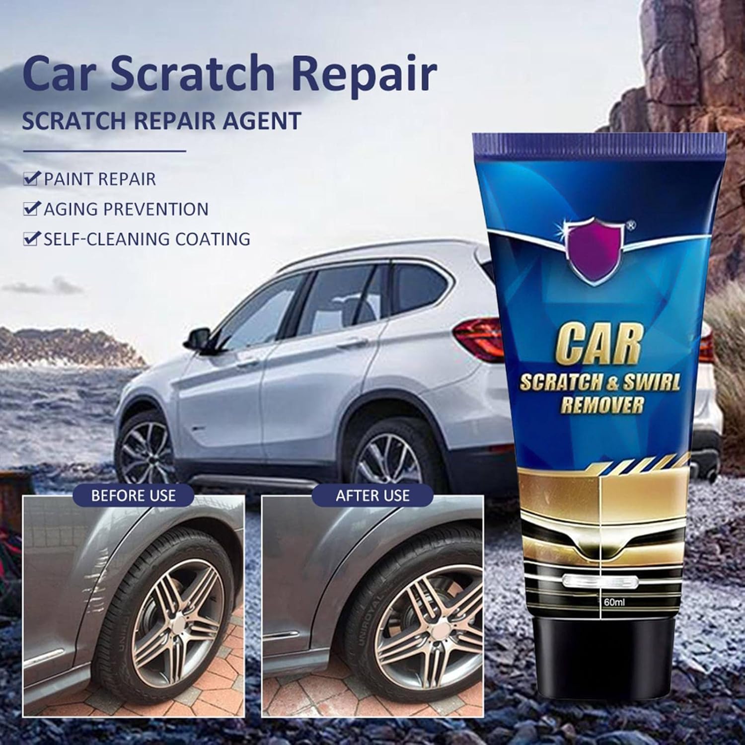 Premium Car Scratch Remover Kit – Effectively Removes Light Scratches, Cleans Stubborn Stains, and Restores Glossy Finish