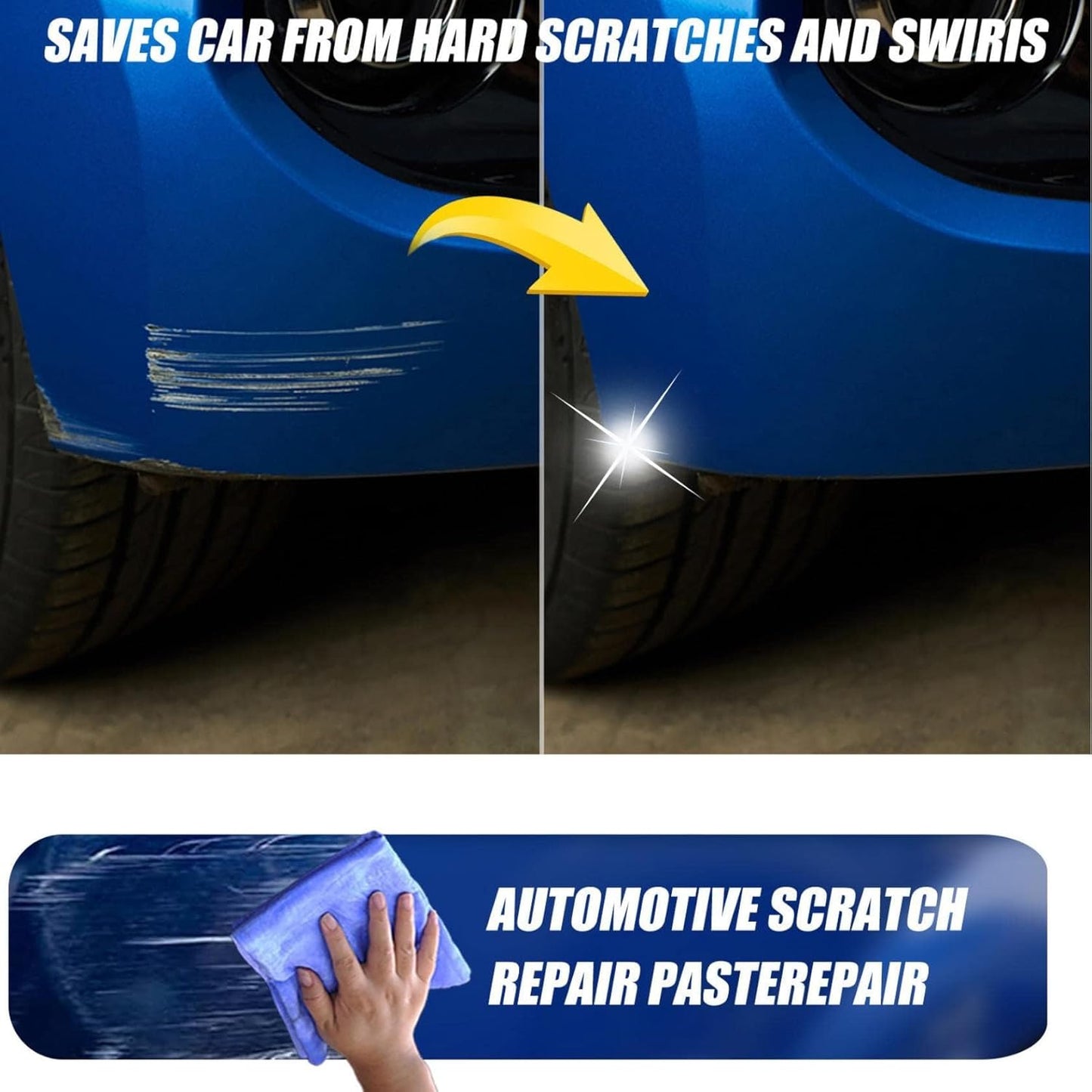 Premium Car Scratch Remover Kit – Effectively Removes Light Scratches, Cleans Stubborn Stains, and Restores Glossy Finish