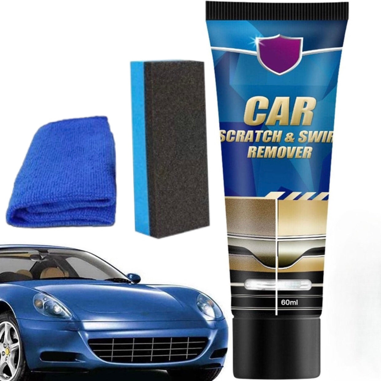 Premium Car Scratch Remover Kit – Effectively Removes Light Scratches, Cleans Stubborn Stains, and Restores Glossy Finish