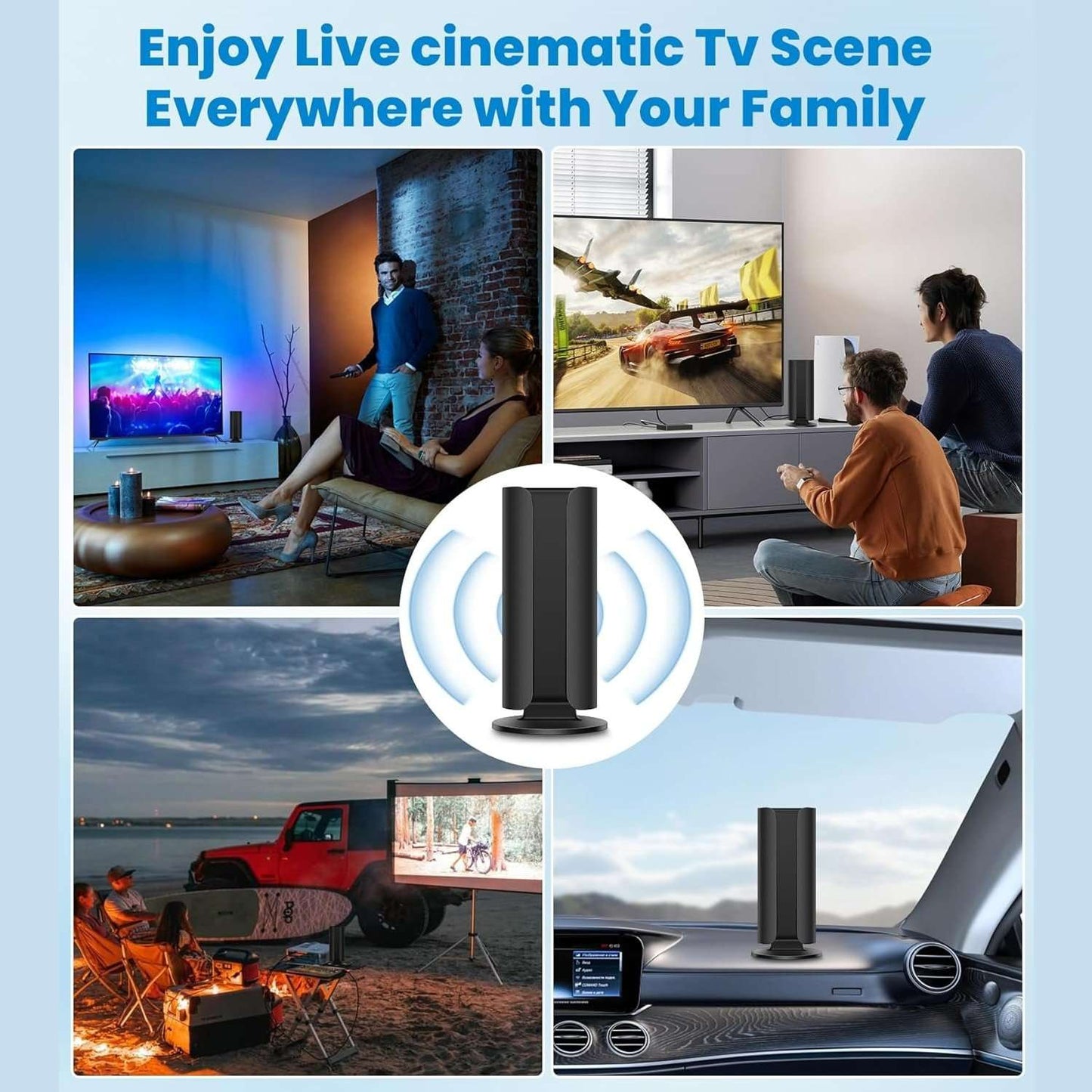 Premium Indoor Antenna - 360 Mile Range, 4K Ultra HD & 1080P Support