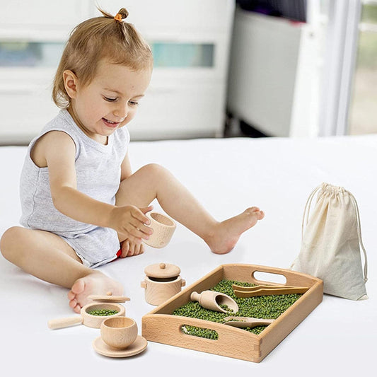 Pretend Play Kitchen Made of Natural Wood, Realistic Simulation, Develops Sensory Skills, Safe for Ages 3+