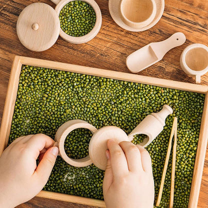 Pretend Play Kitchen Made of Natural Wood, Realistic Simulation, Develops Sensory Skills, Safe for Ages 3+