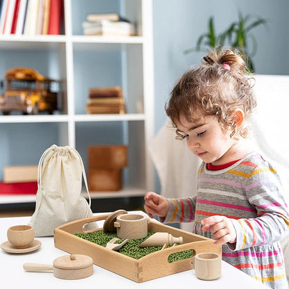 Pretend Play Kitchen Made of Natural Wood, Realistic Simulation, Develops Sensory Skills, Safe for Ages 3+