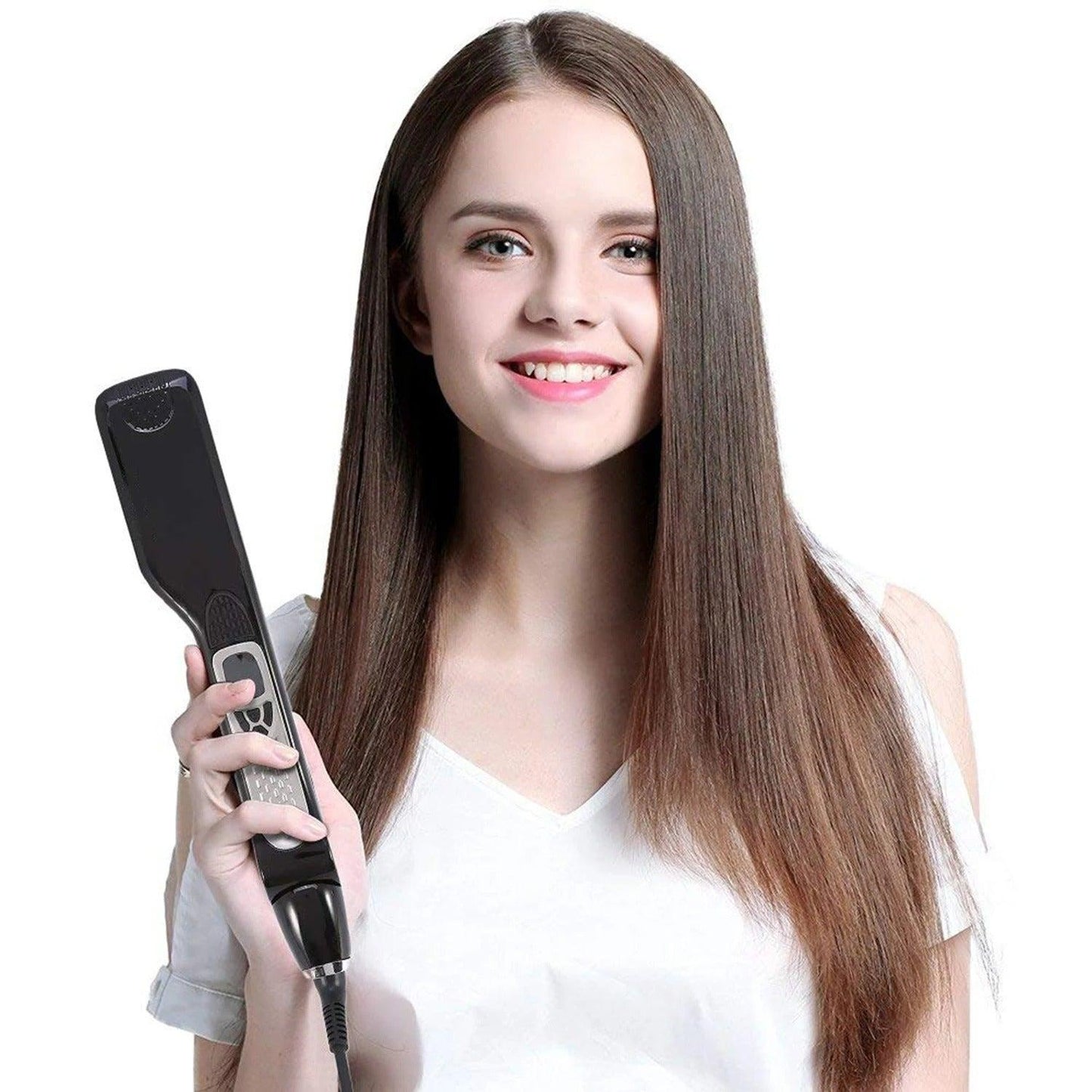 Professional Ceramic Hair Straightener with Steam and Comb