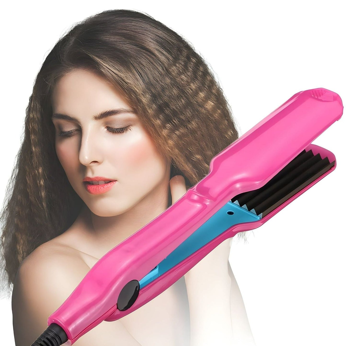 Professional Wave Hair Crimper Electric Ceramic Crimping Iron with Temperature Control Feature