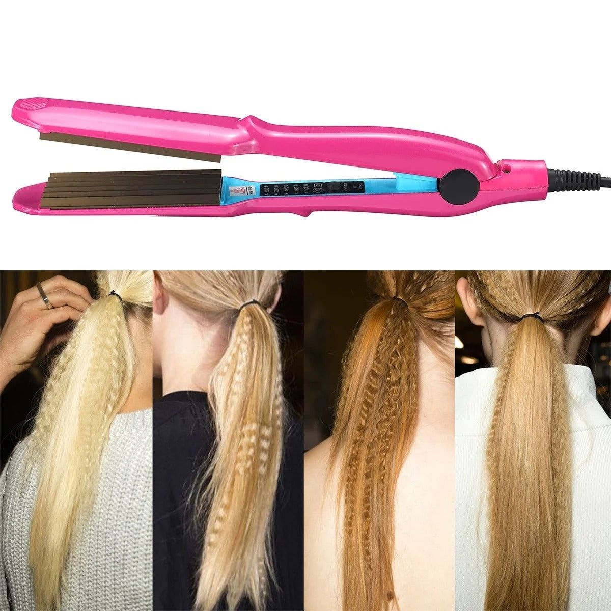 Professional Wave Hair Crimper Electric Ceramic Crimping Iron with Temperature Control Feature