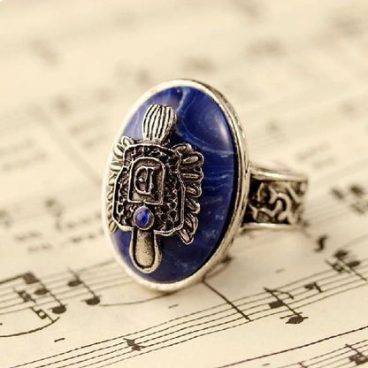 Punk Blue Enamel Ring for Men Women