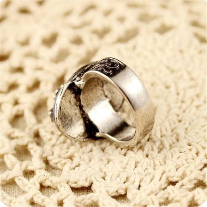 Punk Blue Enamel Ring for Men Women