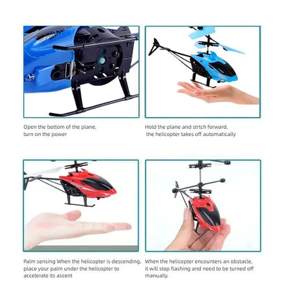 RC Helicopter Drone Remote Control Aircraft Toy with Smart Sensors and LED Lights, Safe for Ages 5+