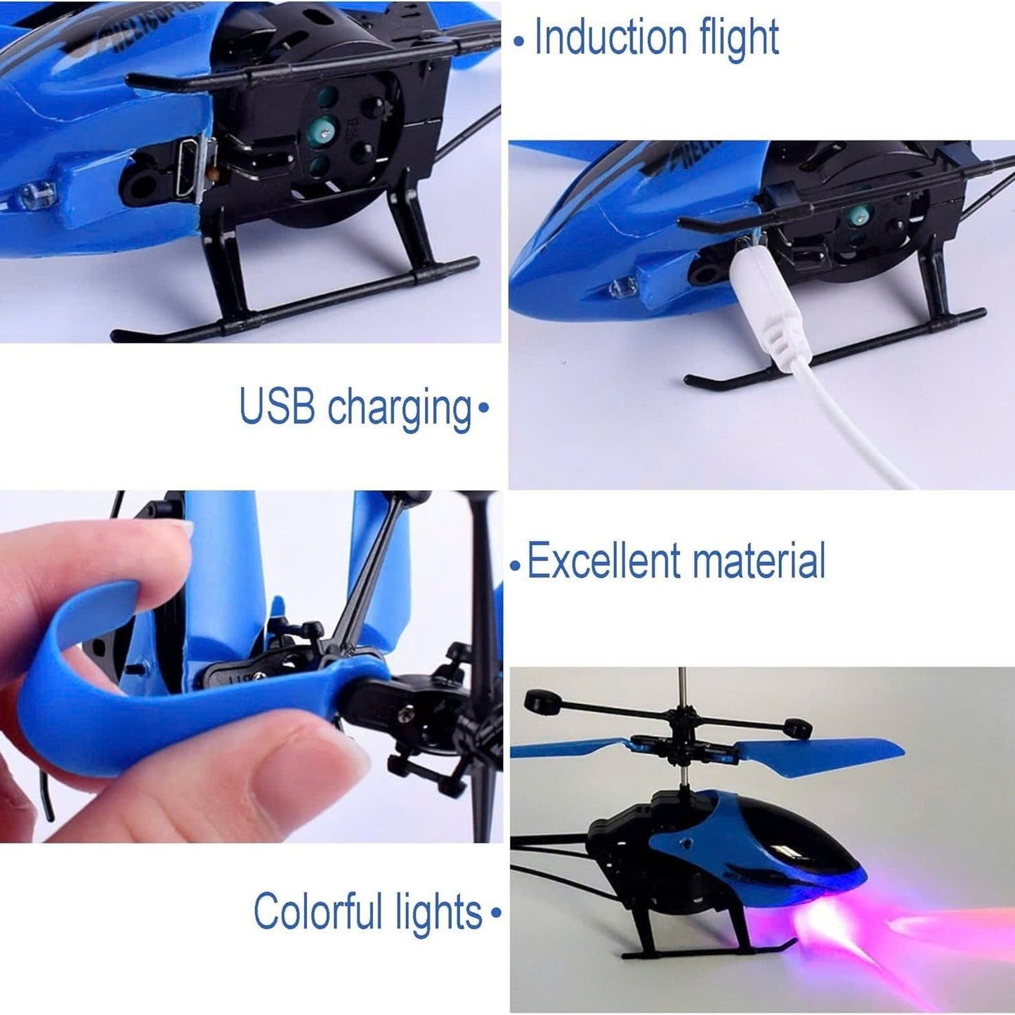 RC Helicopter Drone Remote Control Aircraft Toy with Smart Sensors and LED Lights, Safe for Ages 5+