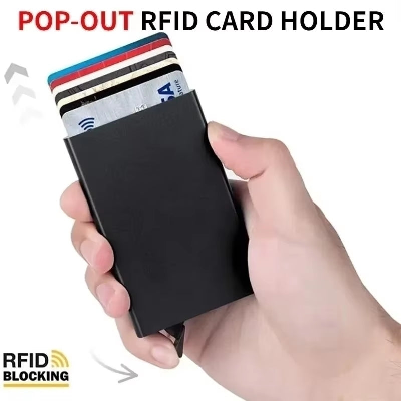 RFID Metal Smart Wallet Card Holder with Blocking Protection Anti-Theft Design Slim and Thin Style