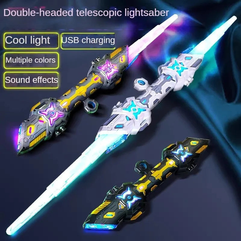 RGB Lightsaber Double Headed with 7 Color Modes, Realistic Sound & Flash Effects, Safe for Ages 6+