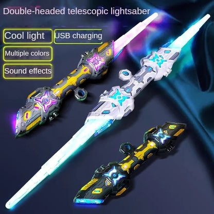 RGB Lightsaber Double Headed with 7 Color Modes, Realistic Sound & Flash Effects, Safe for Ages 6+