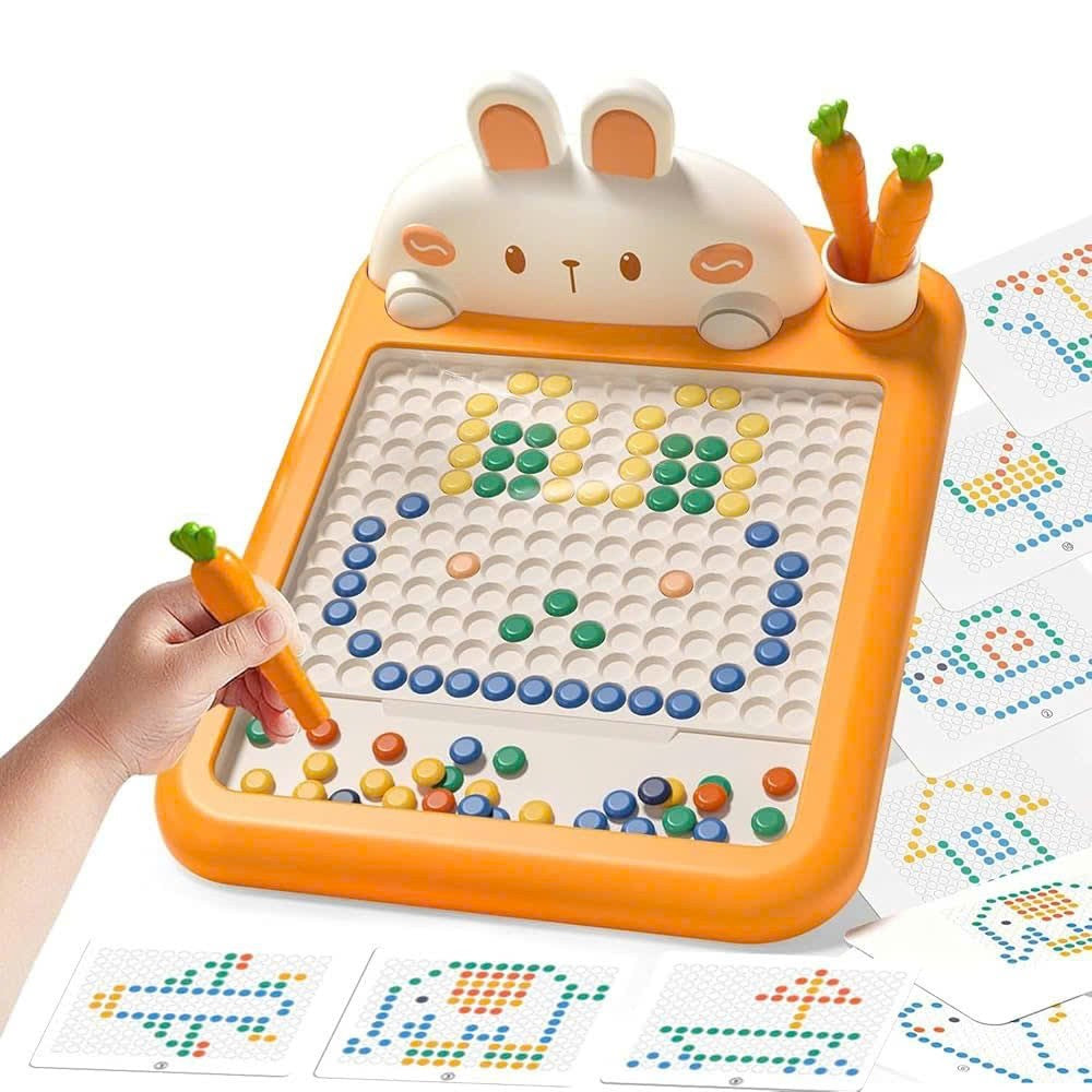 Rabbit Magnetic Drawing Board with Carrot-Shaped Magnetic Pen, Compact & Portable, Safe for Ages 3+