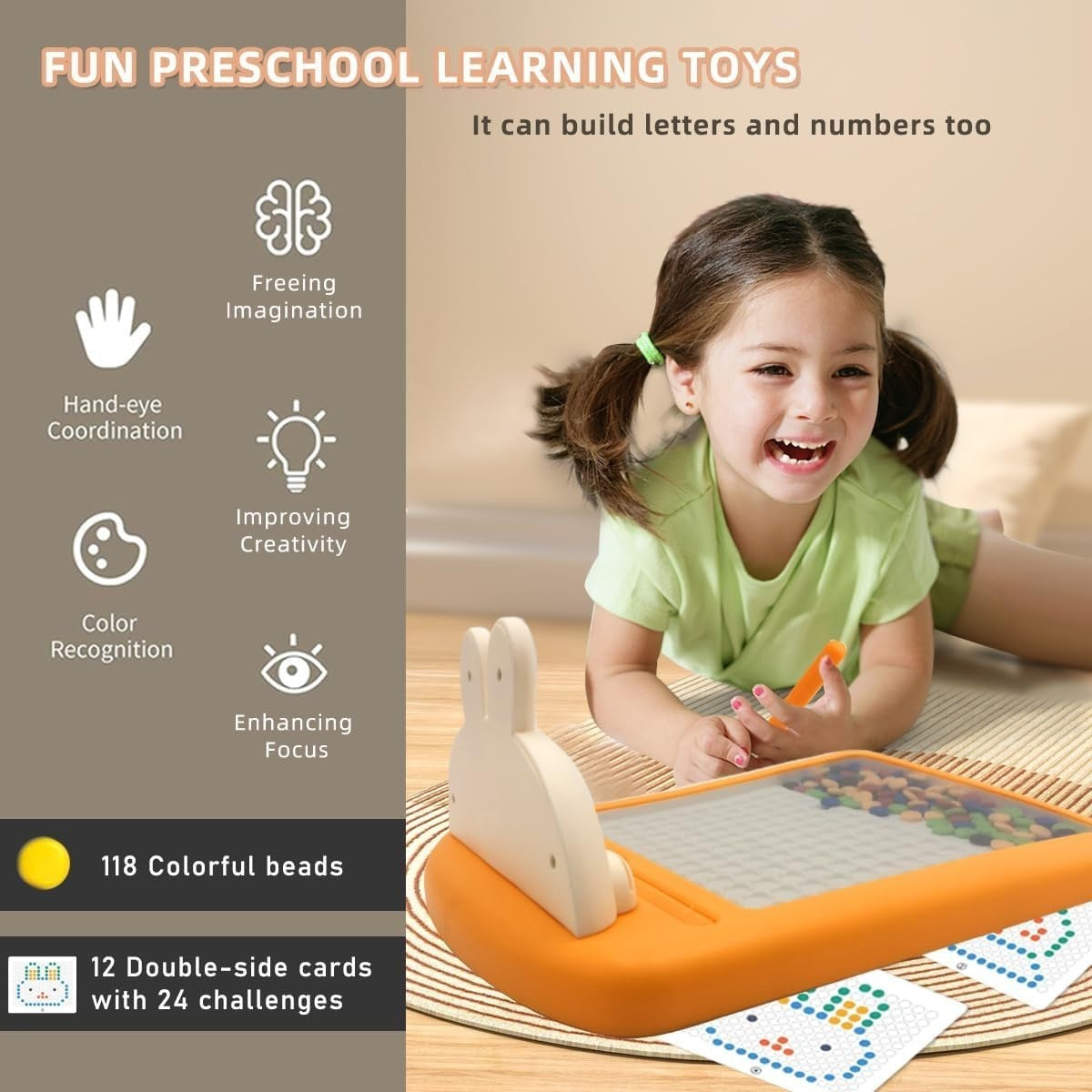 Rabbit Magnetic Drawing Board with Carrot-Shaped Magnetic Pen, Compact & Portable, Safe for Ages 3+