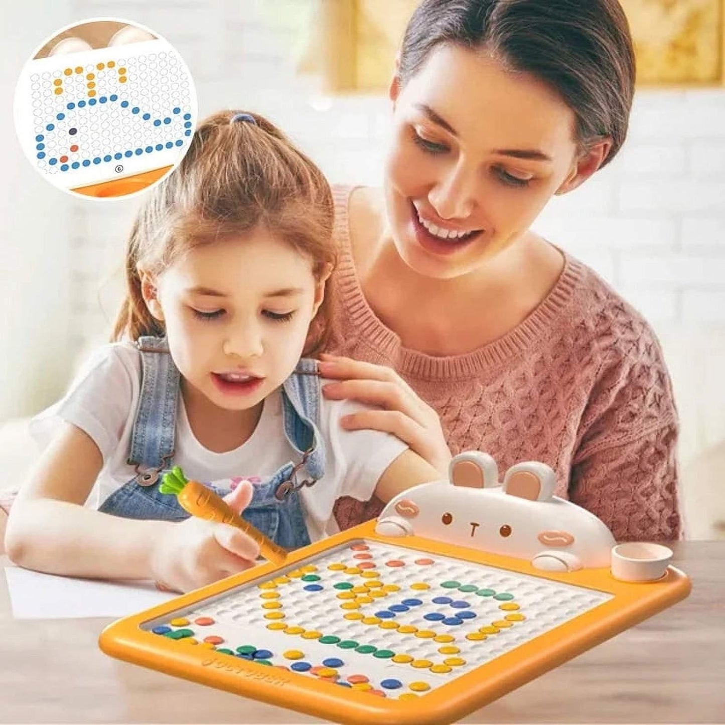 Rabbit Magnetic Drawing Board with Carrot-Shaped Magnetic Pen, Compact & Portable, Safe for Ages 3+